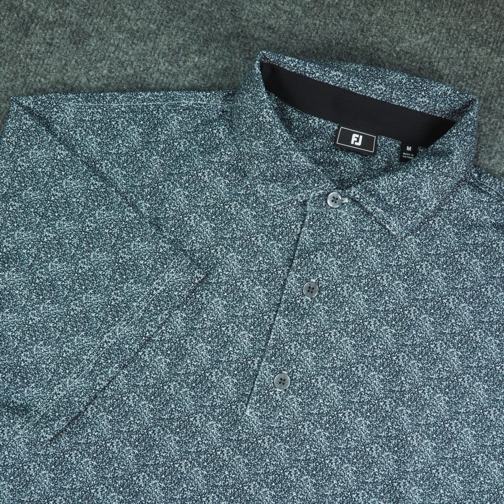 FootJoy Polo Shirt Mens Med Blue Speckled Performance Golf Activewear 3295